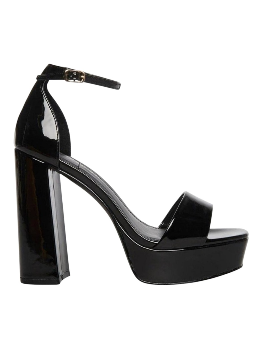 Madden Girl Black Patent Platform Block Heel Sandal Size 10